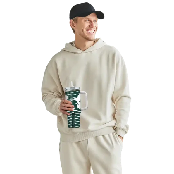 personalized michigan state spartans chevron layers green curved tumbler top rated.webp