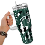 personalized michigan state spartans claw cut green black curved tumbler best selling.webp