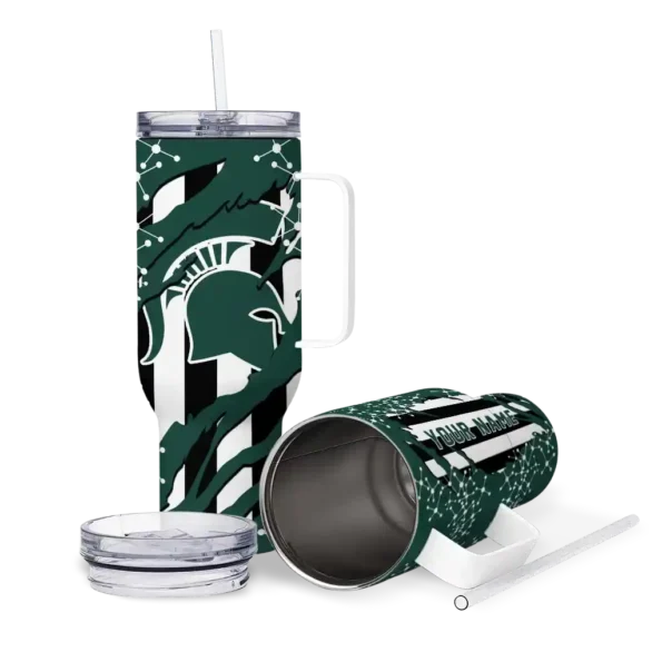 personalized michigan state spartans claw cut green black curved tumbler high quality.webp