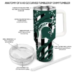 personalized michigan state spartans claw cut green black curved tumbler best selling.webp