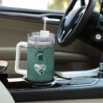 personalized michigan state spartans heart helmet motif green curved tumbler best selling.webp