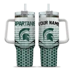 personalized michigan state spartans hex texture green curved tumbler best selling.webp