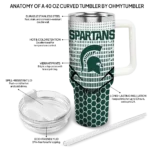 personalized michigan state spartans hex texture green curved tumbler best selling.webp