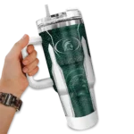 personalized michigan state spartans hexagon armor green curved tumbler best selling.webp
