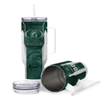 personalized michigan state spartans hexagon armor green curved tumbler best selling.webp