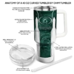 personalized michigan state spartans hexagon armor green curved tumbler best selling.webp