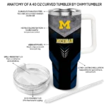 personalized michigan wolverines arrow armor blue black curved tumbler best selling.webp