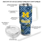 personalized michigan wolverines bold diamonds blue curved tumbler best selling.webp