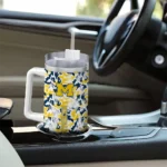 personalized michigan wolverines camo mashup blue white curved tumbler best selling.webp