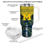 personalized michigan wolverines chevron stripe blue curved tumbler best selling.webp