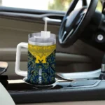 personalized michigan wolverines chevron stripe blue curved tumbler best selling.webp