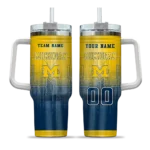 personalized michigan wolverines gradient dots blue curved tumbler best selling.webp