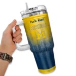 personalized michigan wolverines gradient dots blue curved tumbler best selling.webp