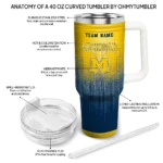 personalized michigan wolverines gradient dots blue curved tumbler best selling.webp
