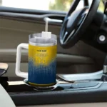 personalized michigan wolverines gradient dots blue curved tumbler best selling.webp