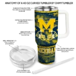 personalized michigan wolverines honey streaks blue curved tumbler best selling.webp