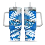 personalized middle tennessee blue raiders abstract paths blue curved tumbler best selling.webp