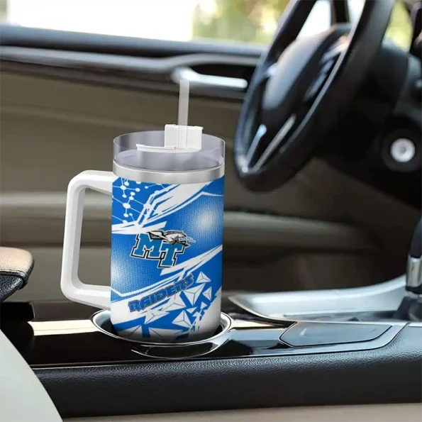 personalized middle tennessee blue raiders abstract paths blue curved tumbler trendy.webp