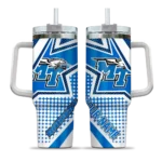 personalized middle tennessee blue raiders arrow burst blue curved tumbler best selling.webp