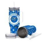personalized middle tennessee blue raiders bullseye drips blue curved tumbler best selling.webp