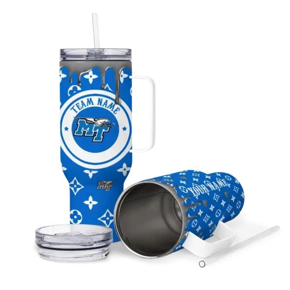 personalized middle tennessee blue raiders bullseye drips blue curved tumbler high quality.webp