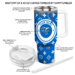 personalized middle tennessee blue raiders bullseye drips blue curved tumbler best selling.webp