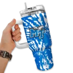 personalized middle tennessee blue raiders burst swirl blue curved tumbler best selling.webp