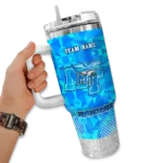personalized middle tennessee blue raiders geometric prism blue curved tumbler best selling.webp