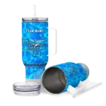 personalized middle tennessee blue raiders geometric prism blue curved tumbler best selling.webp