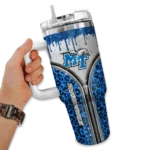 personalized middle tennessee blue raiders leopard zipper blue curved tumbler best selling.webp