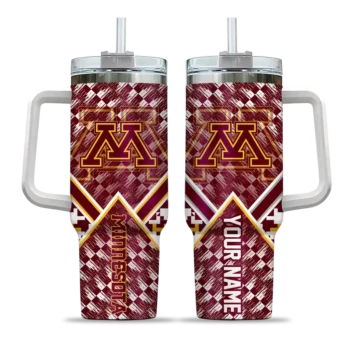 personalized minnesota golden gophers chevron angle maroon curved tumbler best selling.webp
