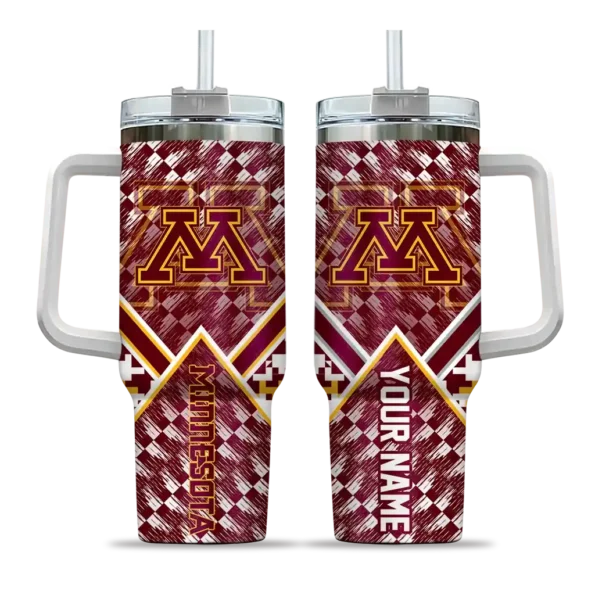 personalized minnesota golden gophers chevron angle maroon curved tumbler best selling.webp