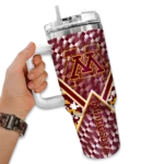 personalized minnesota golden gophers chevron angle maroon curved tumbler best selling.webp
