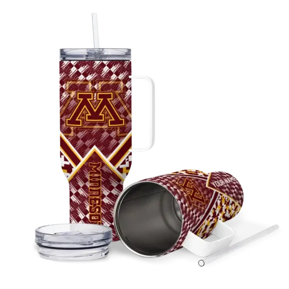 personalized minnesota golden gophers chevron angle maroon curved tumbler high quality.webp