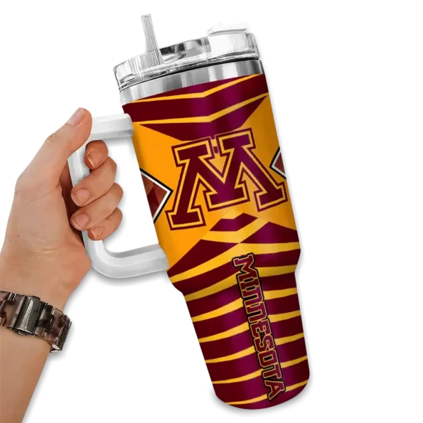 personalized minnesota golden gophers chevron layers maroon curved tumbler fashion forward.webp