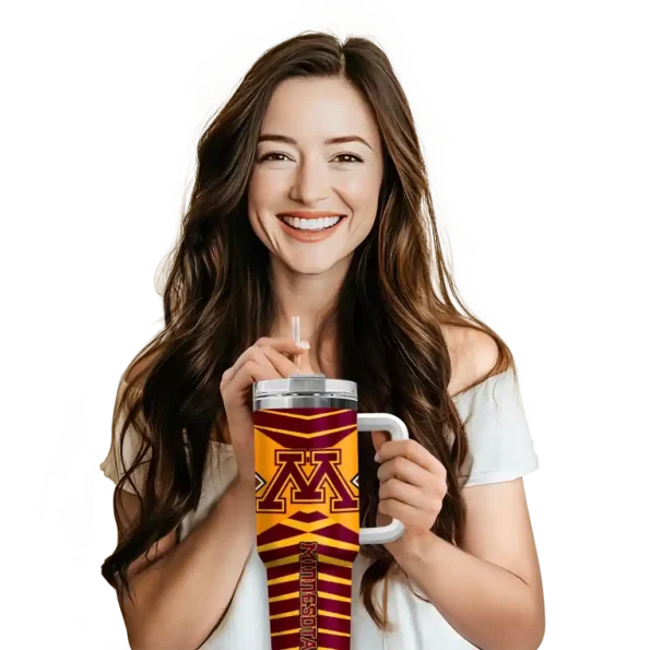 personalized minnesota golden gophers chevron layers maroon curved tumbler premium grade.webp