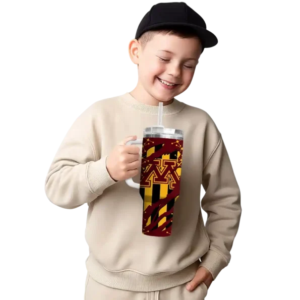 personalized minnesota golden gophers claw cut maroon black curved tumbler latest model.webp