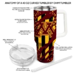personalized minnesota golden gophers claw cut maroon black curved tumbler best selling.webp