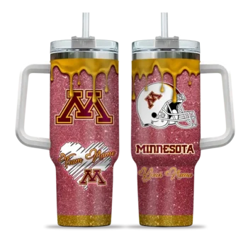 personalized minnesota golden gophers heart helmet motif maroon curved tumbler best selling.webp