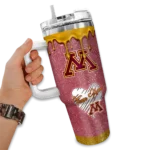 personalized minnesota golden gophers heart helmet motif maroon curved tumbler best selling.webp