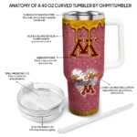 personalized minnesota golden gophers heart helmet motif maroon curved tumbler best selling.webp