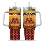 personalized minnesota golden gophers hex texture maroon curved tumbler best selling.webp