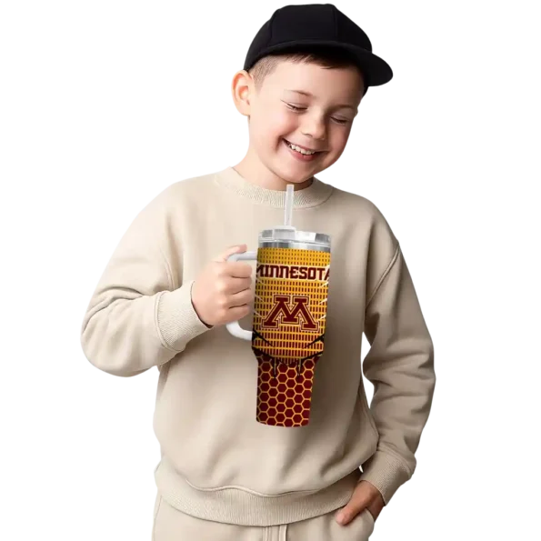 personalized minnesota golden gophers hex texture maroon curved tumbler latest model.webp