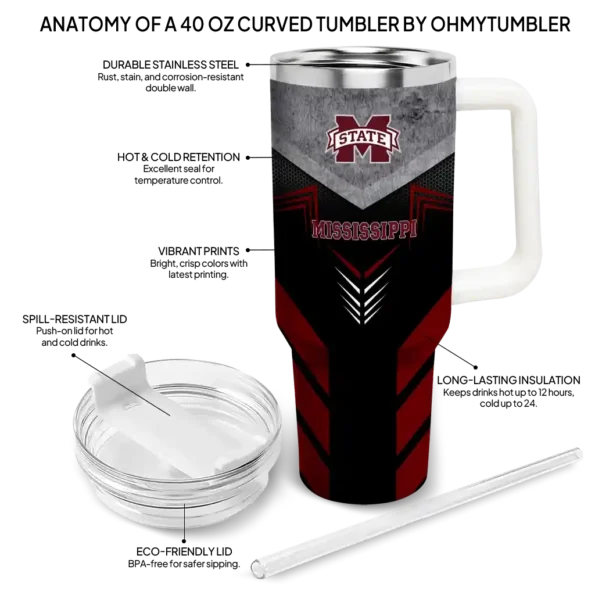 personalized mississippi state bulldogs arrow armor maroon black curved tumbler new arrival.webp