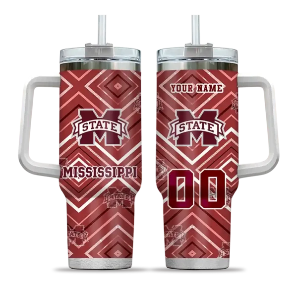 personalized mississippi state bulldogs bold diamonds maroon curved tumbler best selling.webp