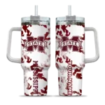 personalized mississippi state bulldogs camo mashup maroon white curved tumbler best selling.webp