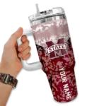 personalized mississippi state bulldogs chevron stripe maroon curved tumbler best selling.webp