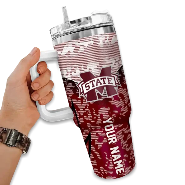 personalized mississippi state bulldogs chevron stripe maroon curved tumbler fashion forward.webp