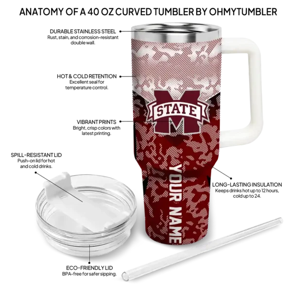 personalized mississippi state bulldogs chevron stripe maroon curved tumbler new arrival.webp