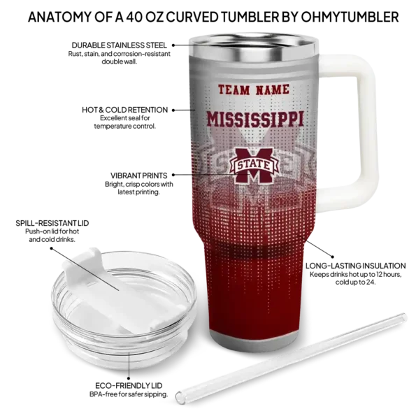 personalized mississippi state bulldogs gradient dots maroon curved tumbler new arrival.webp